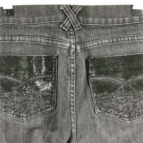 Boom Boom Jeans Juniors 15 Black Denim Sequins Boot Cut - Picture 6 of 12